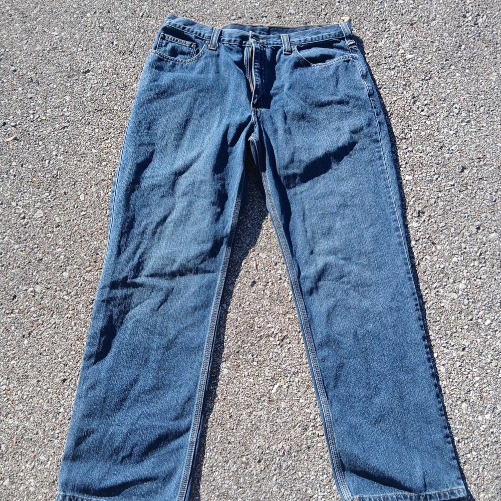 Carhartt Relaxed Fit Jeans Mens 36x32 Blue Straight Zip Fly 101483-968 Denim